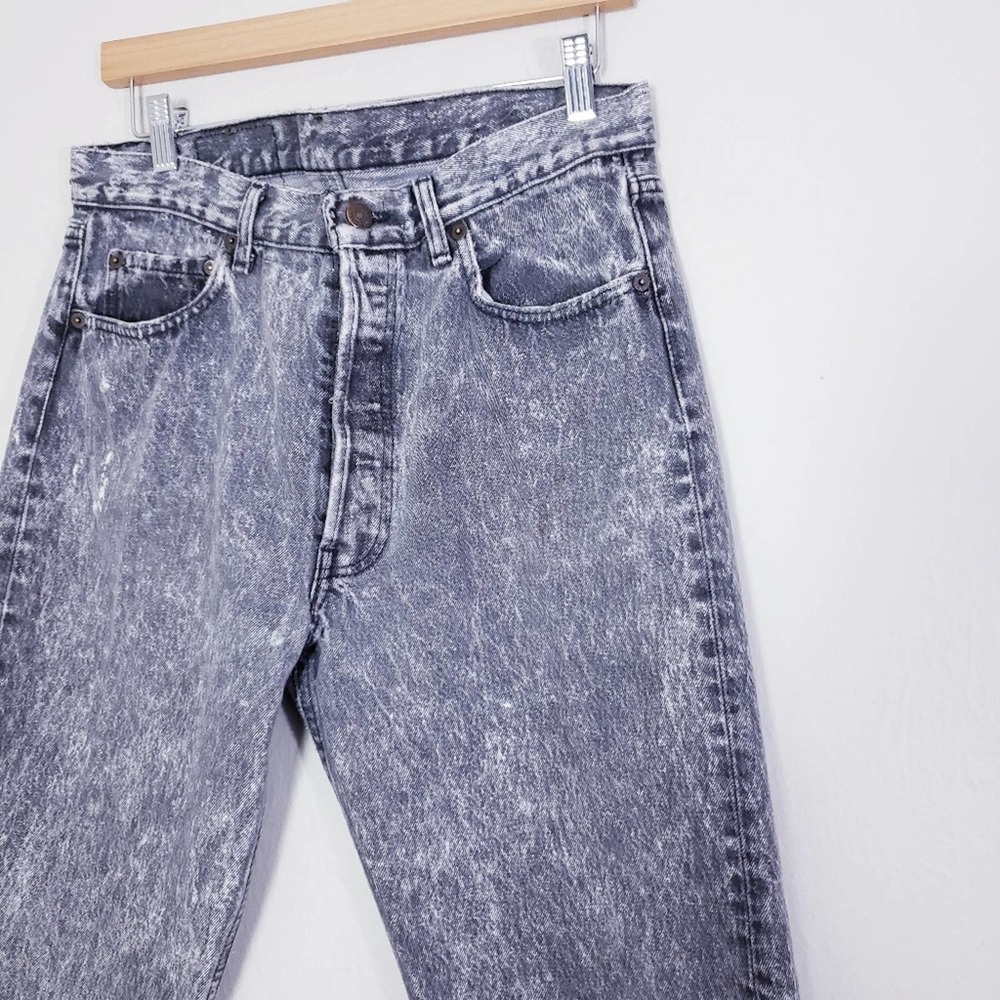 Levi's 501 Vintage Black Acid Wash Straight Leg Jeans- 34x32